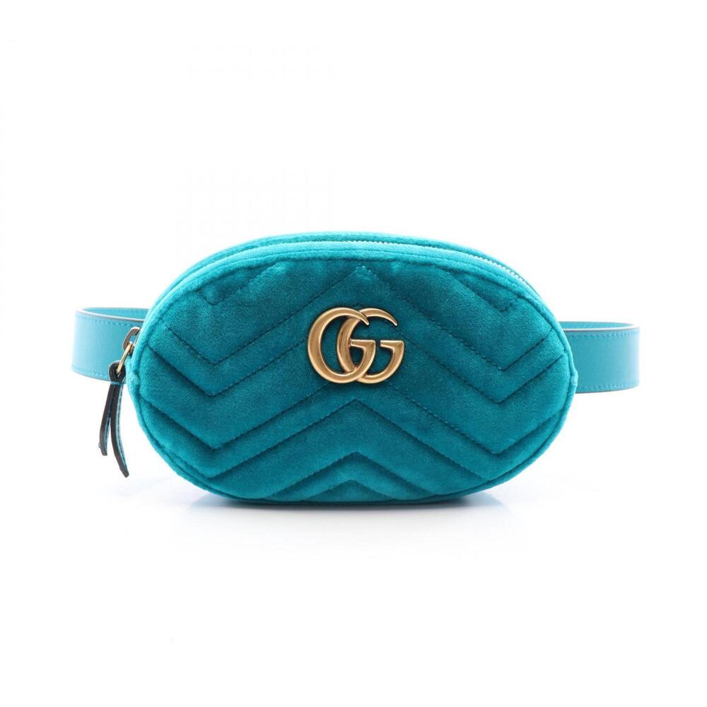 Gucci GG Marmont Waist Bag/Handbag, Fabric & Leather, Women's, Green, 476434